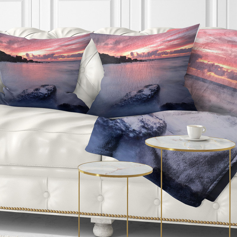 Coussin Rocks Dark Samarra Seashore, 16 po x 1 po, Carré