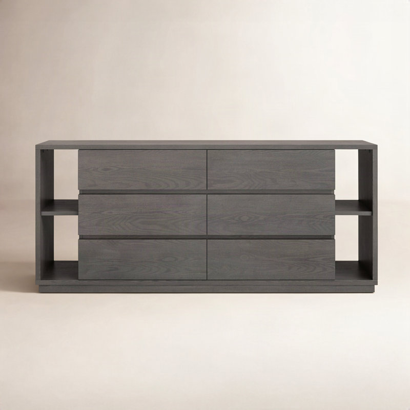 Amalie 63" 6-Drawer Double Dresser, Gray