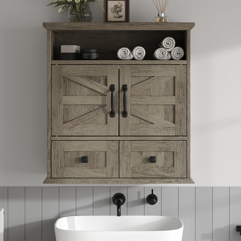Farmhouse 23.6" W Bathroom Cabinet with Drawer, Gray, 1