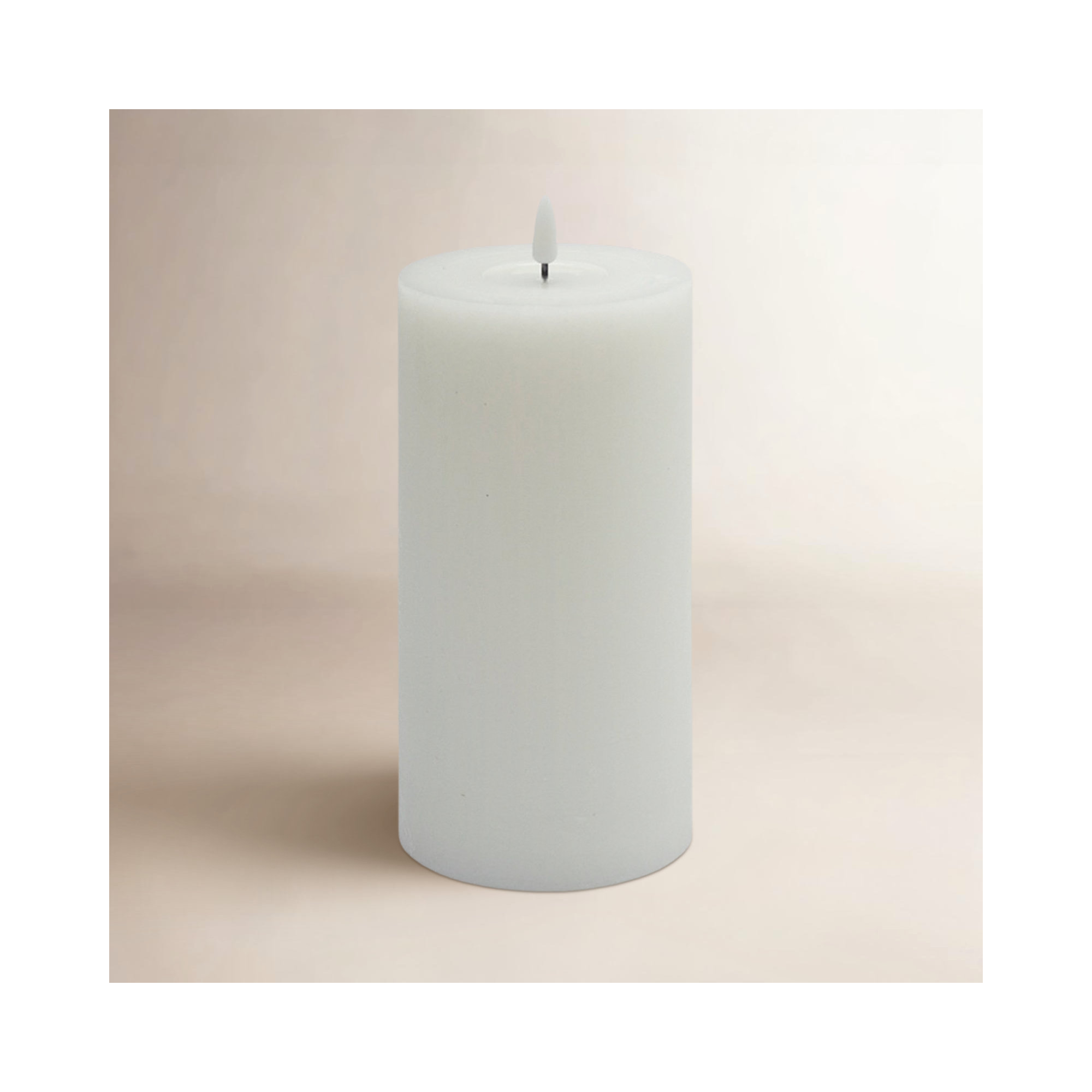 Large Champagne Flameless Pillar Candle, White