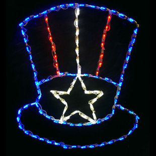 Décoration de fenêtre illuminée avec lumière del oncle sam hat 114