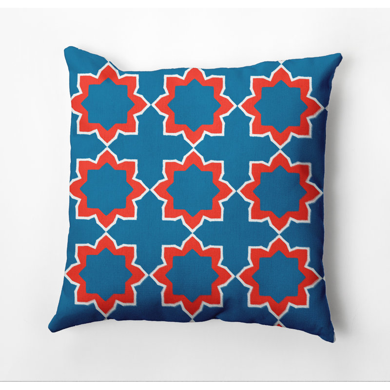 Housse et insert de coussin d'extérieur carré bohémien, Bleu, H 20 po x l 20 po