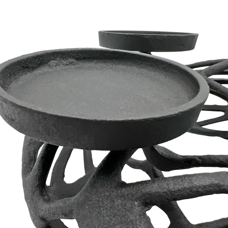 Candélabre de table en aluminium 4,5 po H, Gris