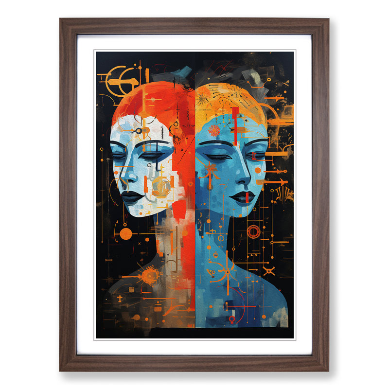 Gemini Zodiac Modern - Framed Print, Walnut Framed, 64cm H x 46cm W