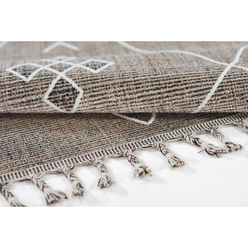 Rabat Gray Synthetic Flat Woven Rectangular Area Rug 5'3" x 7'6"