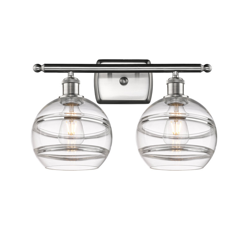 Éclairage pour meuble-lavabo à 2 lumières à intensité variable Bienes, Transparent, Chrome poli