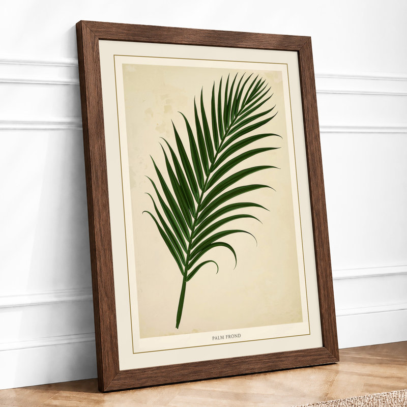 Single Palm Frond Botanical - Framed Print, A3 - 42.0 x 29.7 cm, Walnut
