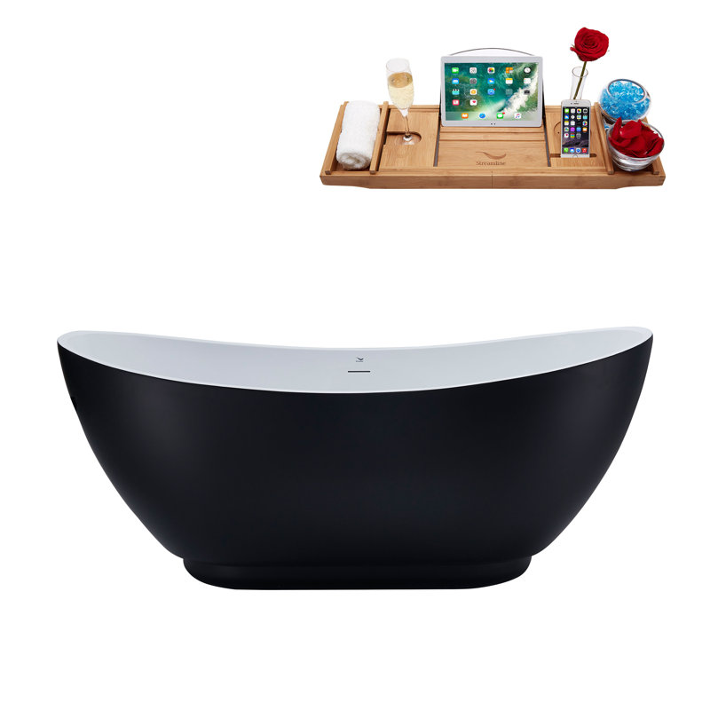 62.2'' x 28.3'' Soaking Acrylic Bathtub, Glossy White