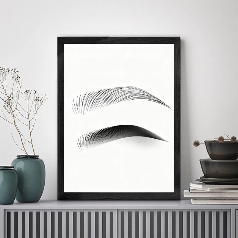 Art mural de maquillage pour les yeux encadré noir, impressions esthétiques réalistes de beauté, H 37 po x l 25 po