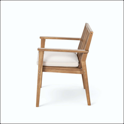 Ensemble de chaises de patio avec structure en bois d'acacia robuste et coussin imperméable