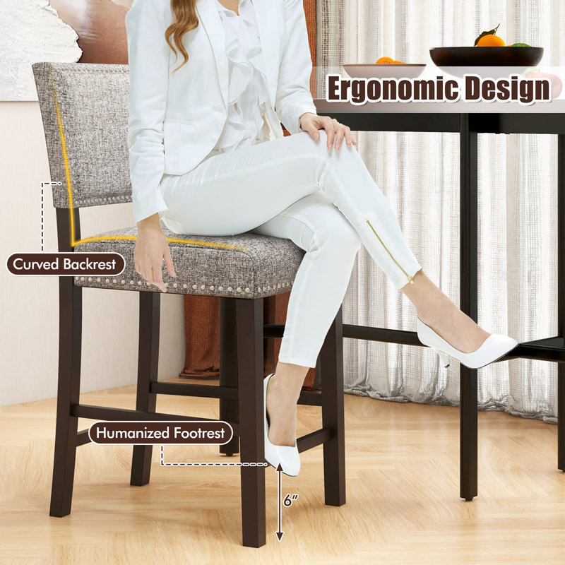 Ensemble de 4 tabourets de bar rembourrés Lark Manor ™ avec pieds en bois d'hévéa gris