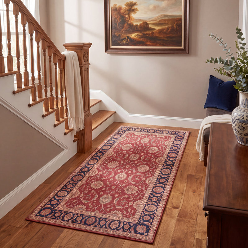 Tapis traditionnel Willow surteint uni marine orange or vert crème ivoire, lavable à la machine, à poils courts, pour l'intérieur et l'extérieur, adapté aux animaux domestiques, idéal pour le salon, la chambre, la salle à manger, l'entrée, le couloir ou le bureau.