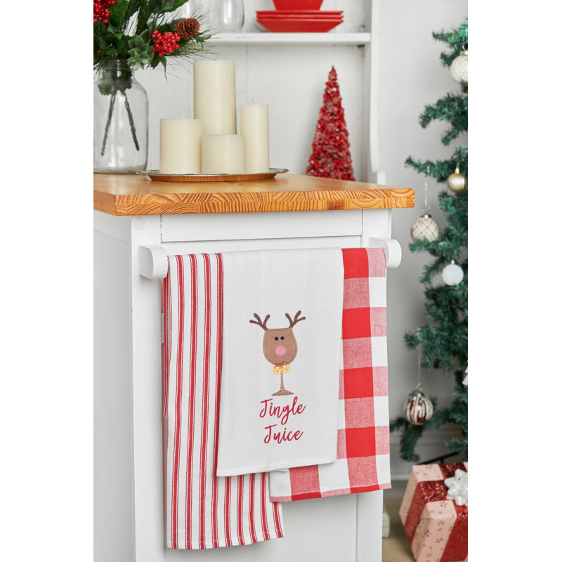 Torchon 100% coton brodé Jingle Juice