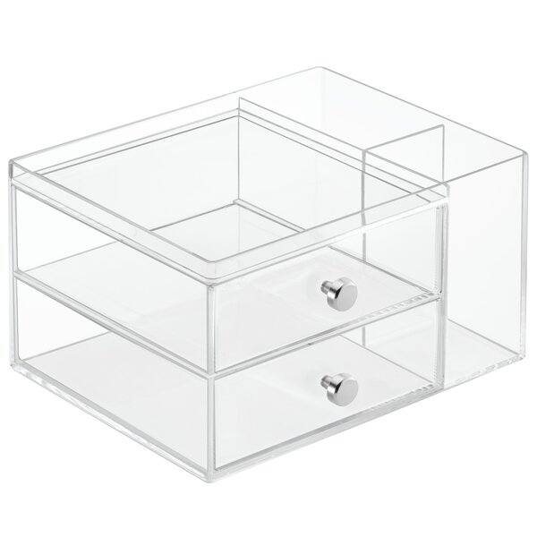 iDesign Med+ Medicine Cabinet and Vanity Organizer with 3 Compartments,  Clear, 9 x 3 x 2