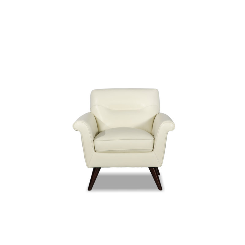 Amber Luxe 34”Leather Chair, Caesar Cream