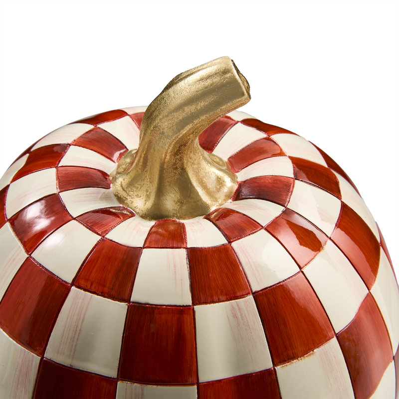 Paprika Check Pumpkin, 8" H x 7" W x 7" D