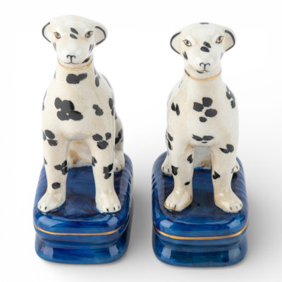 Porcelain Whippet Figurines – Black Dots (Set of 2)