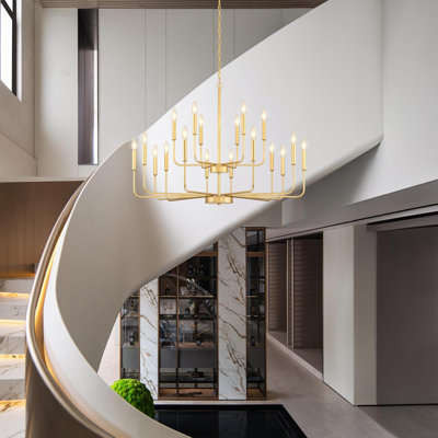 Lustres dorés pour luminaire de salle à manger au-dessus de la table, lustres de style campagnard moderne pour le salon, bougies industrielles en métal à 12 lumières pour le hall d'entrée de l'îlot de cuisine du hall d'entrée