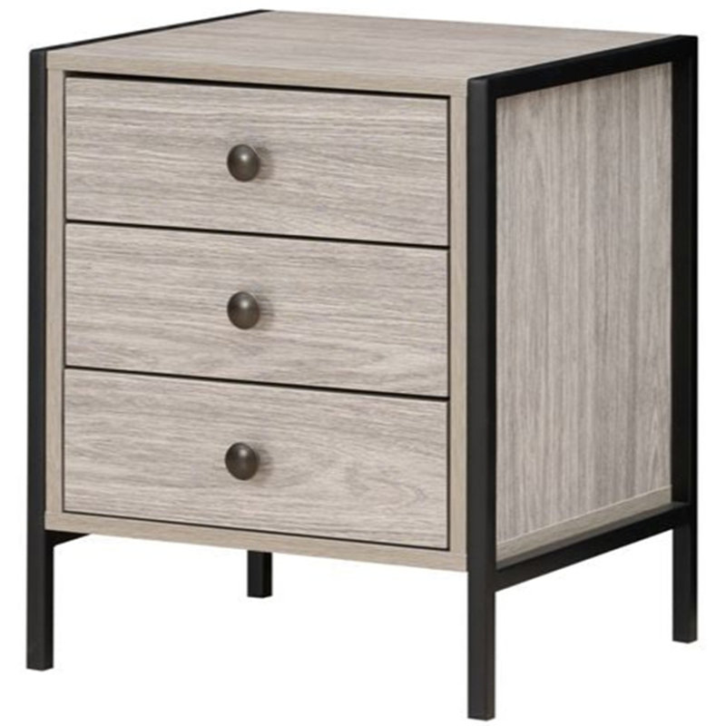Alva 3 Drawer Bedside Table, Grey