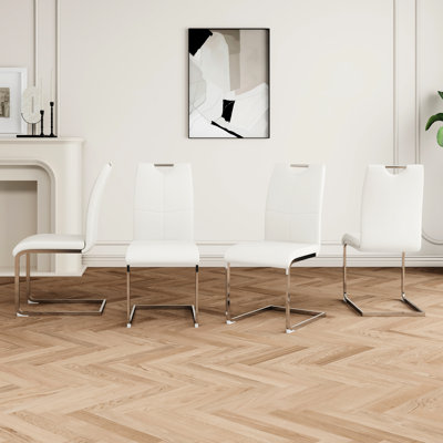 De 4 chaises de salle à manger avec siège en polyuréthane, pieds, ergonomique, fatigue dispersée, similicuir moderne et ergonomique pour divers décors à la maison