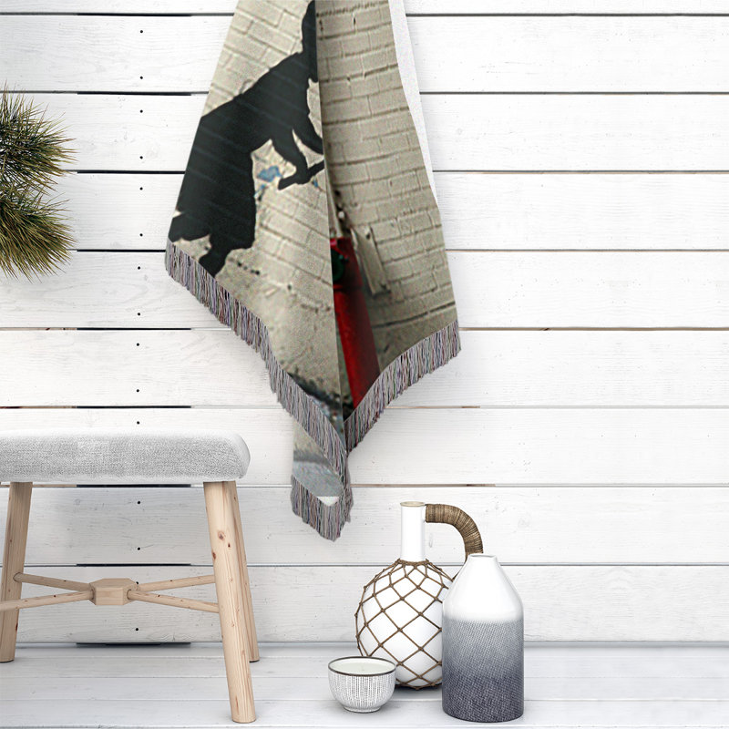 Banksy Graffiti Hand Woven Throw Blanket, 37" W x 52" L