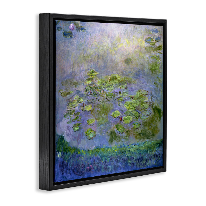 Art mural classique sur toile flottante encadrée Monet Nympheas par one1000paintings, Cadre flottant noir de jais
