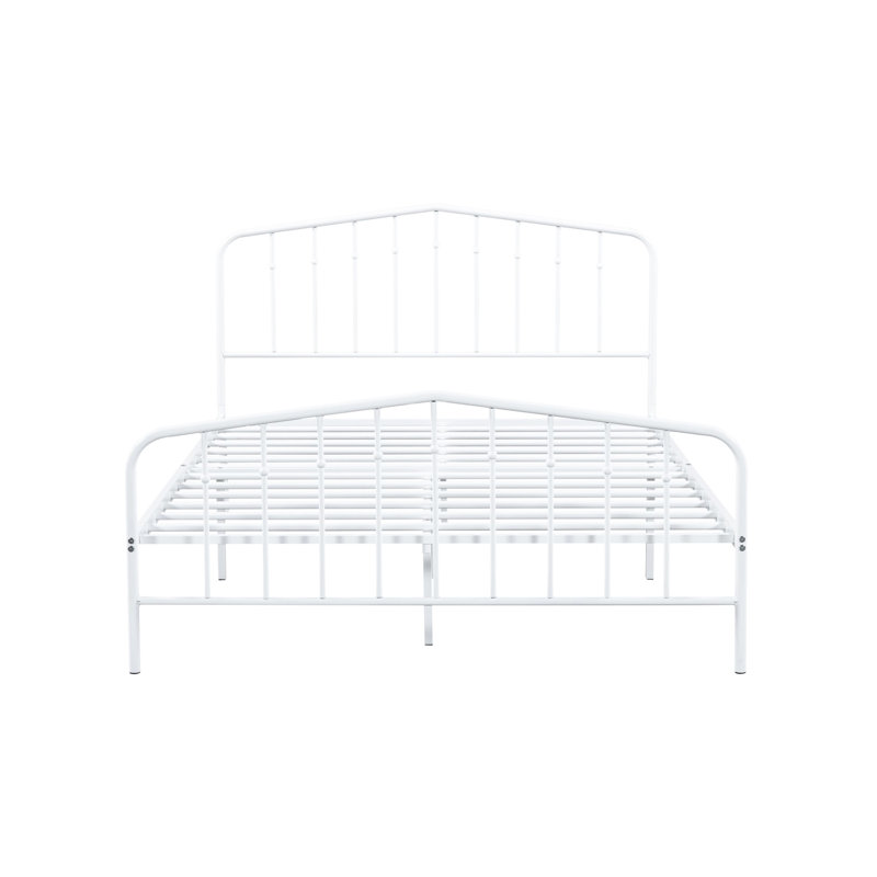 Full Size Metal Bed In White Contemporary , Mattress Ready For Bedroom Mood Finish Bed, Ready, Great Comfort
