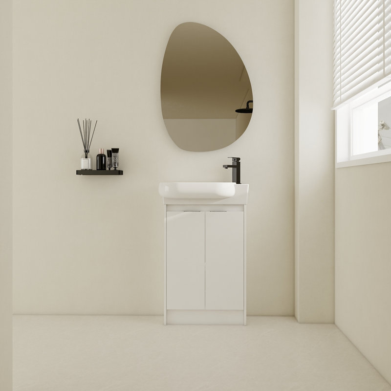 23" Freestanding Bathroom Vanity With Sink, Soft Close Doors, Glossy White