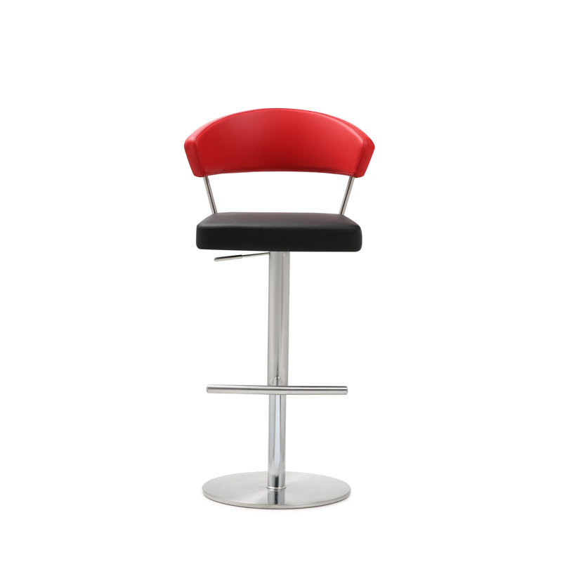 Oksen Swivel Upholstered Adjustable Height Counter Stool with Metal Frame, Red/Black