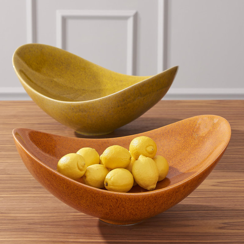 Swoop Ceramic Decorative Bowl, Citron