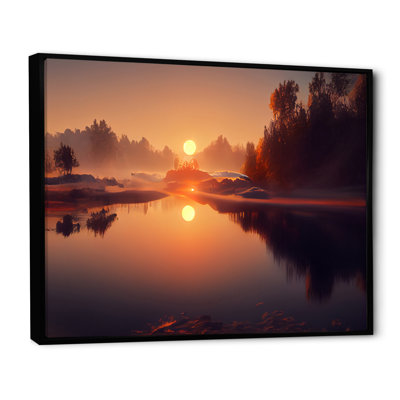 «Darlene Morning Fog over the Lake Sunset VI», reproduction sur toile