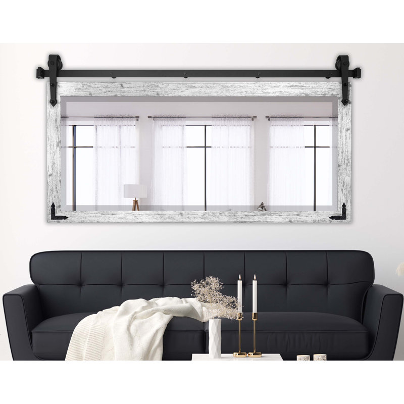 Neace Flat Mirror, 32" H x 66" W, Weathered White