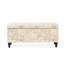 Rangement thématique - Tissu de lin beige, structure de bois teintée pour le salon, banc de fusion français moderne et traditionnel