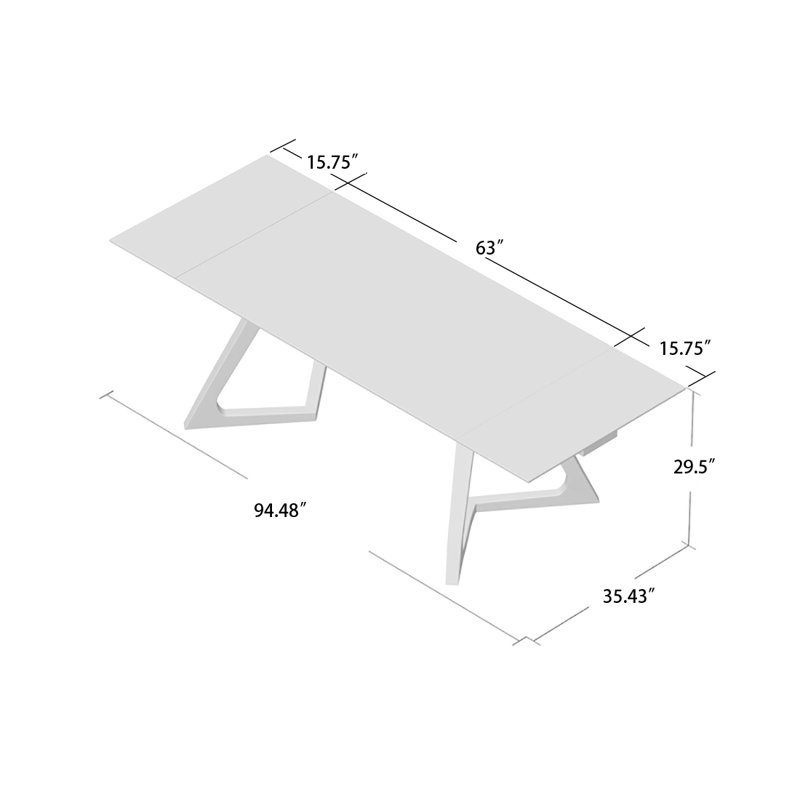Extendable Glass Top Solid Wood Base Dining Table
