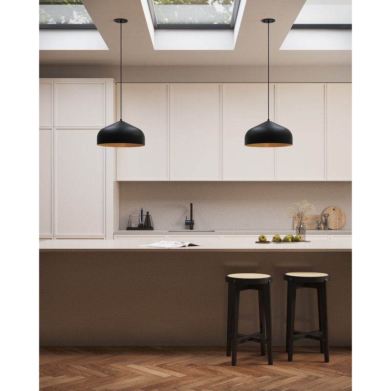 Helena 1 - Light Pendant, Black, Black/Gold, No Bulb Included