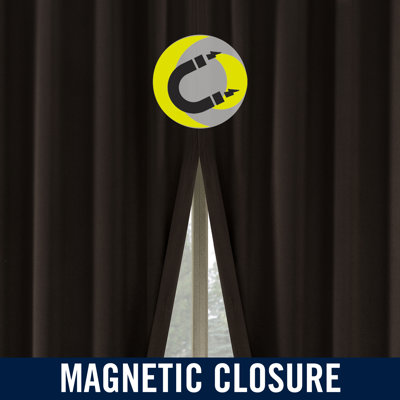 Aria Magnetic Closure Theater Grade 100% Blackout Back Tab Curtain Panel Pair