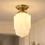Plafonnier encastré 1 lumière moderne, laiton poli avec abat-jour en verre à facettes, H 12,99 po