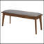 Banc de salle à manger rembourré gris et noyer naturel