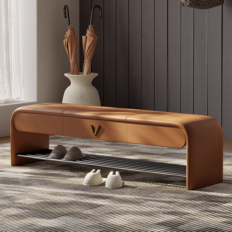 Banc de rangement rembourré pour chaussures, Orange