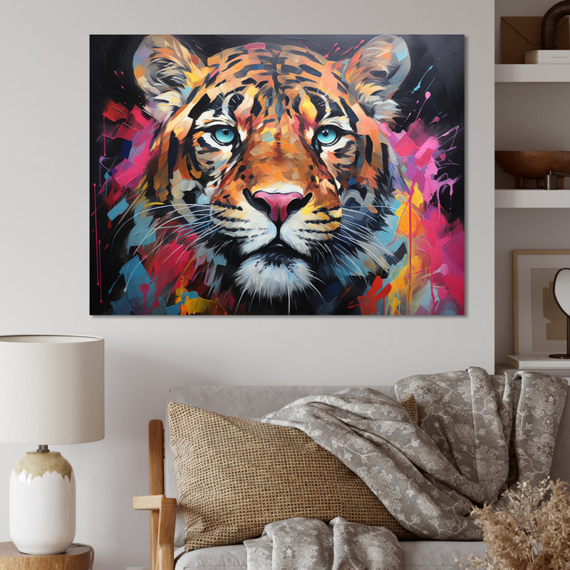 Colourful Panther Fauvist Spirit Acrylic I - Animals Canvas Wall Art, 24" H x 32" W, Toile tendue