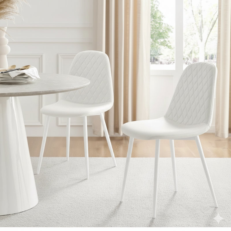 4 - Person Dining Set, White, 75cm H x 117cm W x 77cm D