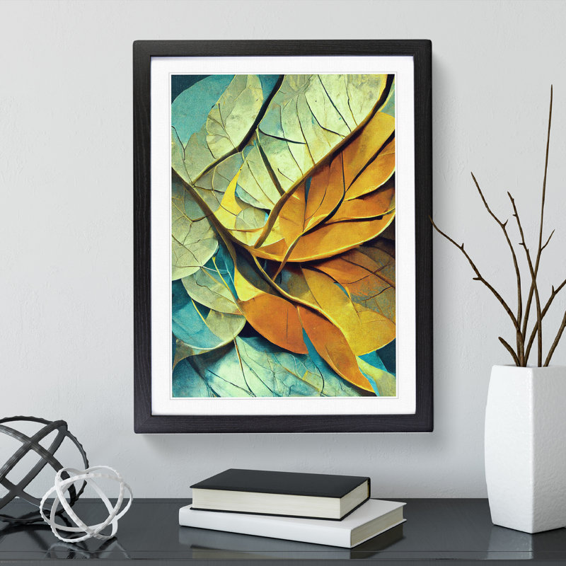 Leaf - Framed Print, 64cm H x 46cm W x 2cm D, Black