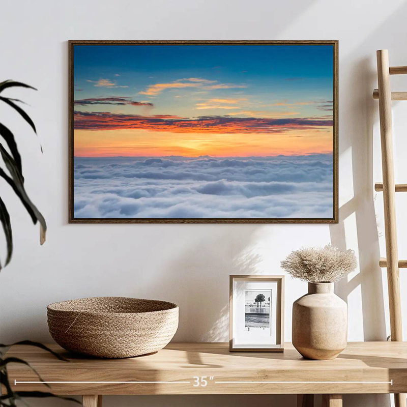 Sunscape Cloudscape, 25 po x 17 po, Cadre flottant noyer
