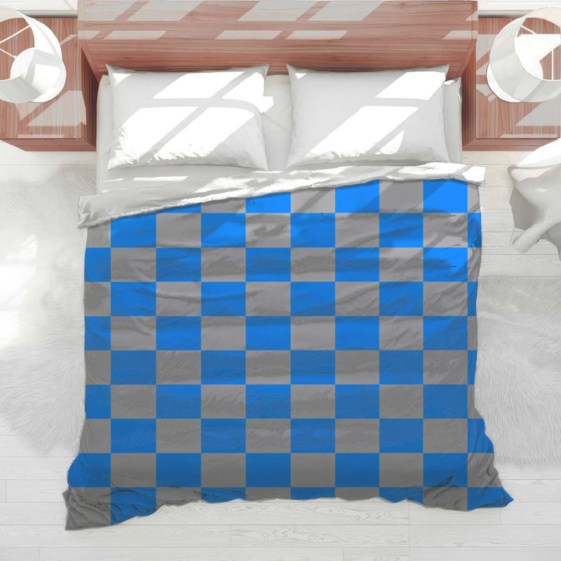 Blue Gray Checkerboard Comforter, Twin Extra Long
