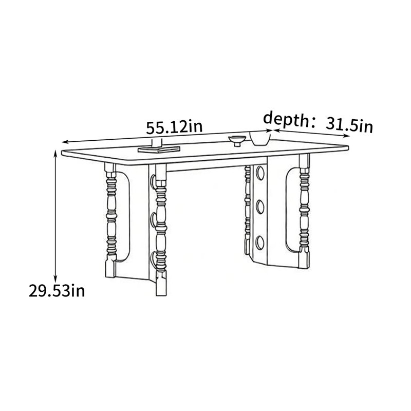 Southsea Rectangular dining table for home use, 29.53”H x 55.12”L x 31.5”W