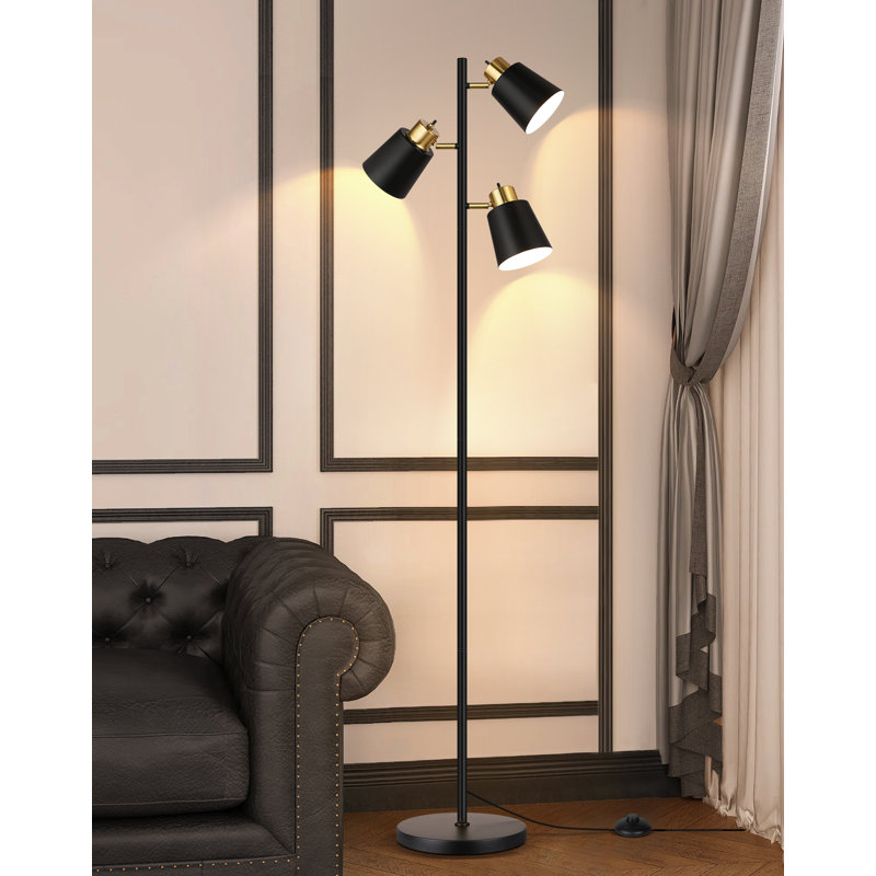67" Tree Floor Lamps for Living Room, Modern Standing Floor Lamp for Bedroom Study Office Decor, 3 Rotatable Light Heads,Bulbs Included