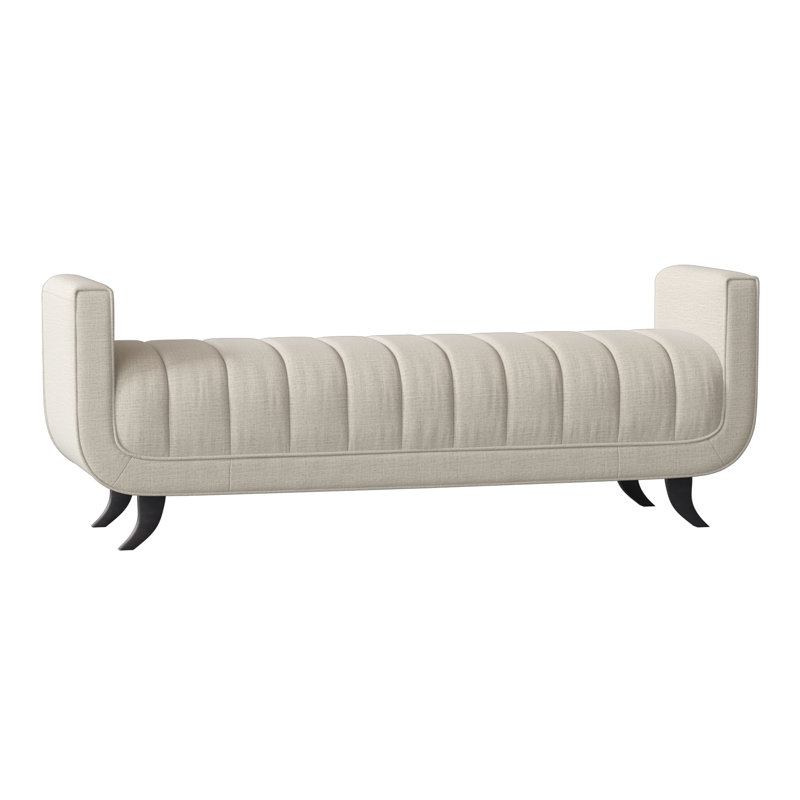 Salon Upholstered Chevron and Geometric Bench, Margaret Lagoon, Espresso