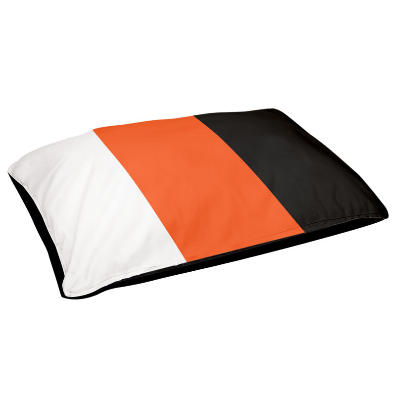 Coussin de lit pour chien Cincinnati, Moyen (H 6,5 po x l 40 po x P 30 po), Blanc / Orange / Noir