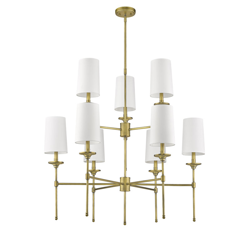Kinley 9-Light Dimmable Chandelier, Rubbed Brass