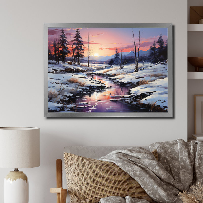 «Pine Tree Winters Magic II», reproduction sur toile, Cadre photo gris, H 16 po x l 32 po x P 1 po